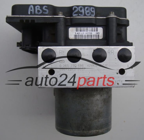 POMPE HYDRAULIQUE ET CALCULATEUR d'ABS NISSAN QASHQAI BOSCH 0 265 230 686, 0265230686, 47660JD01D, 0265951223