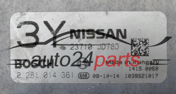 CALCULATEUR MOTEUR NISSAN QASHQAI 2.0 DCI BOSCH 0 281 014 361,  23710 JD78D