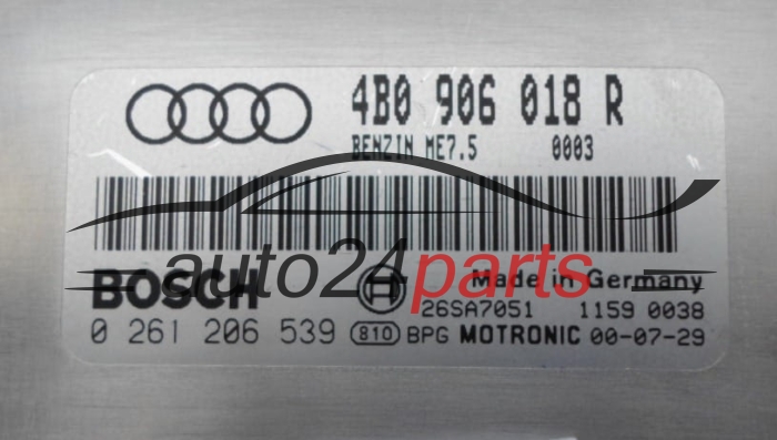MOTORSTEUERGERÄT ECU STEUERGERÄT  AUDI 1.8 T BOSCH  0261206539,  4B0906018R, ME7.5