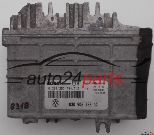 MOTORSTEUERGERÄT ECU STEUERGERAT VW VOLKSWAGEN POLO 1.1 AEV BOSCH 0 261 203 744/745, 0261203744, 030 906 026 AC, 030906026AC 