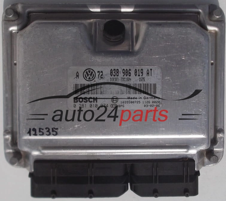 KOMPUTER STEROWNIK SILNIKA VW VOLKSWAGEN GOLF 1.9 TDI 038906019AT, 038 906 019 AT, BOSCH 0 281 010 974, 0281010974, DIESEL EDC15P+ 1513 28SA5595