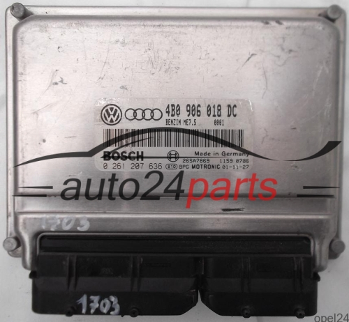 CALCULATEUR MOTEUR AUDI A4 A6 VW VOLKSWAGEN PASSAT 1.8T 1.8 TURBO 4B0906018DC, 4B0 906 018 DC, BOSCH 0261207636, 0 261 207 636