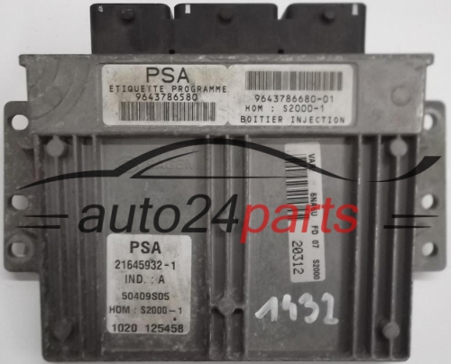 KOMPUTER STEROWNIK SILNIKA CITROEN XSARA PICASSO 1.8 16V 9643786580, 9643786680-1, HOMS2000-1, 21645932-1, 50409S05, 1020 125458 - 1432, 5422, 12515