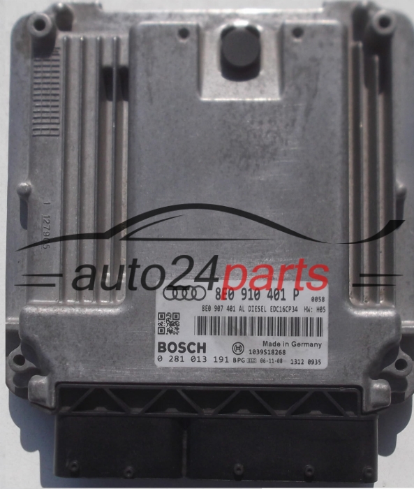 ECU CENTRALITA DE MOTOR AUDI A4 3.0 TDI 8E0910401P, 8E0907401AL, BOSCH 0281013191