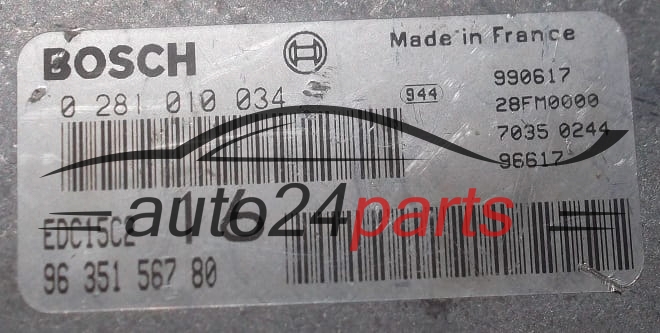 MOTORSTEUERGERÄT ECU STEUERGERÄT  PEUGEOT 406 2.0 HDI BOSCH 0 281 010 034,  96 351 567 80