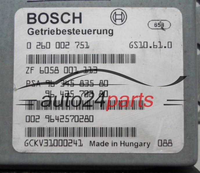 STEROWNIK SKRZYNI AUTOMATYCZNEJ CITROEN PEUGEOT BOSCH 0260002751, 96 345 835 80