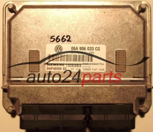 KOMPUTER STEROWNIK SILNIKA VW VOLKSWAGEN TOURAN 1.6 BGU 06A 906 033 CG, 06A906033CG, SIEMENS 5WP40209 03, BENZIN SIMOS 7.1 5359 - 