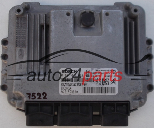 MOTORSTEUERGERÄT ECU STEUERGERÄT CITROEN PEUGEOT 1.6 HDI BOSCH 0 281 011 863, 0281011863, 96 617 733 80, 9661773380, 9653958980, EDC16C34