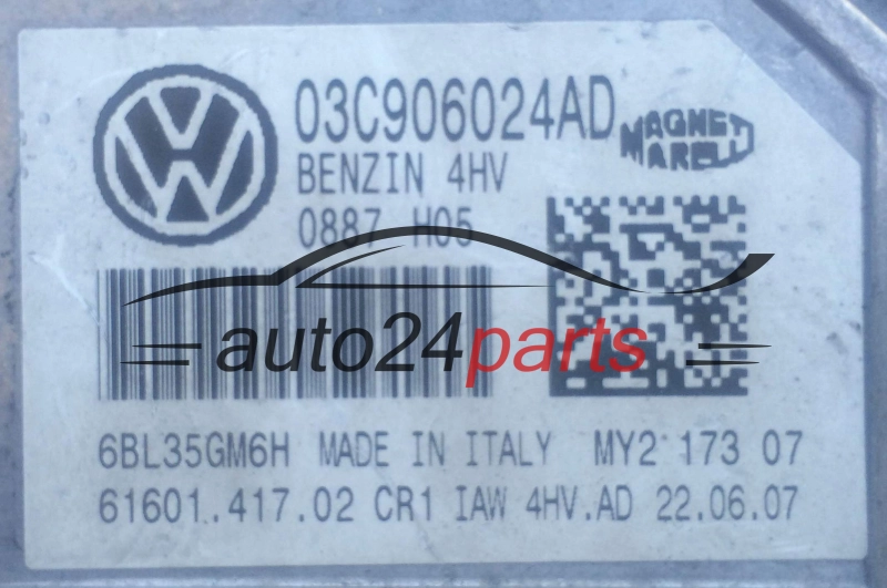 KOMPUTER STEROWNIK SILNIKA VOLKSWAGEN POLO 1.4 MAGNETI MARELLI IAW 4HV.AD, 03C 906 024 AD, 03C906024AD, 61601.417.02