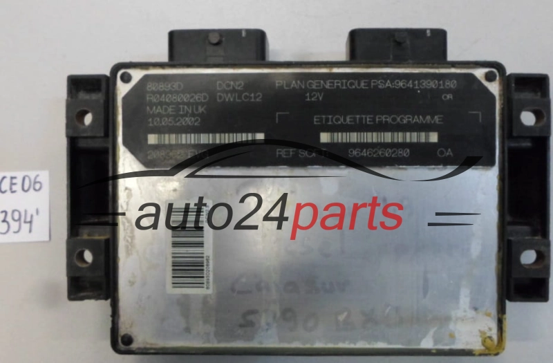 KOMPUTER STEROWNIK SILNIKA PEUGEOT PARTNER 1.9 D LUCAS R04080026D, PSA 9641390180, SOFT 9646260280, DCN2, DWLC12