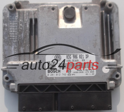 KOMPUTER STEROWNIK SILNIKA VW VOLKSWAGEN PASSAT 1.9 TDI BOSCH 0 281 012 742, 0281012742, 03G 906 021 DP, 03G906021DP
