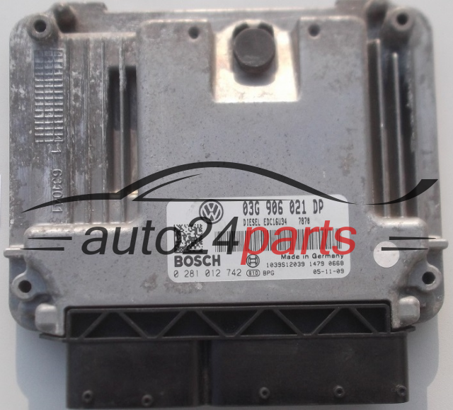 KOMPUTER STEROWNIK SILNIKA VW VOLKSWAGEN PASSAT 1.9 TDI BOSCH 0 281 012 742, 0281012742, 03G 906 021 DP, 03G906021DP