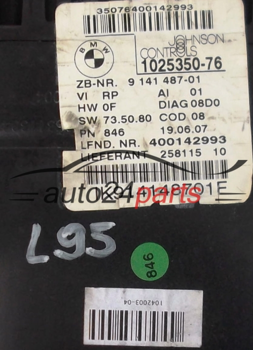 ZESPÓŁ WSKAŻNIKÓW ZEGARY PRĘDKOŚCIOMIERZ LICZNIK BMW E90 320 DIESEL JOHNSON CONTROLS 1025350-76, 102535076, 9 141 487-01, 914148701, IK914148701F 