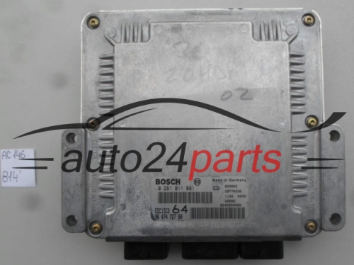 PEUGEOT 307 2.0 HDI BOSCH 0 281 011 081, 0281011081, 96 474 727 80, 9647472780, 9646850580, EDC15C2 