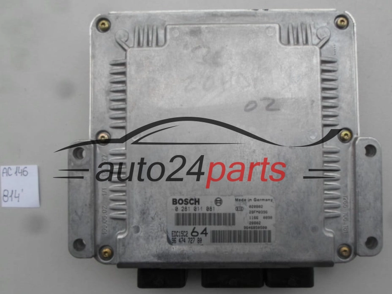 PEUGEOT 307 2.0 HDI BOSCH 0 281 011 081, 0281011081, 96 474 727 80, 9647472780, 9646850580, EDC15C2 
