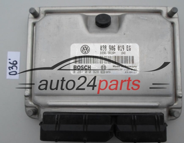 KOMPUTER STEROWNIK SILNIKA SKODA 1.9 TDI BOSCH 0 281 010 928, 0281010928, 038 906 019 EG, 038906019EG