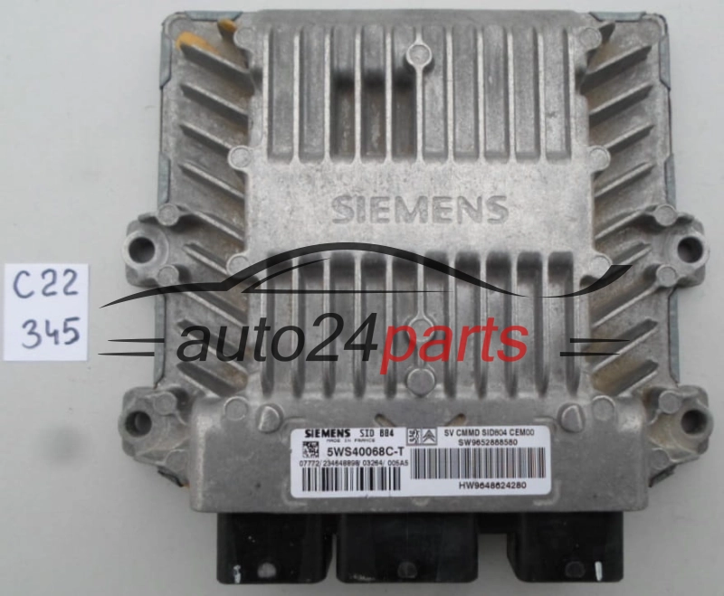 KOMPUTER STEROWNIK SILNIKA CITROEN PEUGEOT 1.4 HDI SIEMENS  5WS40068CT, SW 9652888580, HW 9648624280, SID804