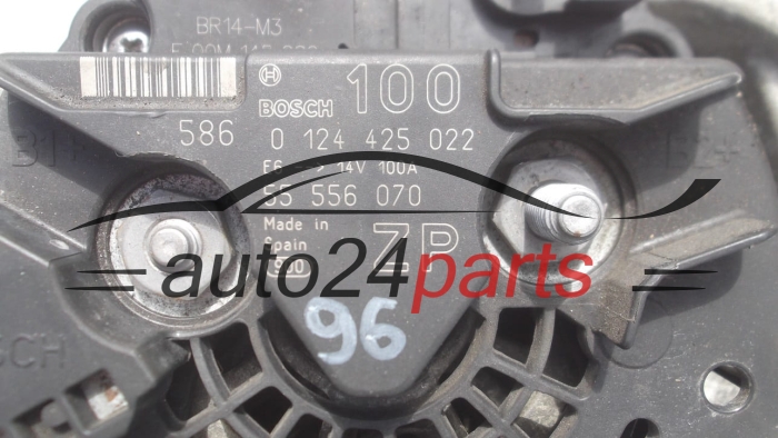 Alternateur OPEL ASTRA CORSA MERIVA ZAFIRA 1.6 1.8 BOSCH 0 124 425 022,  55 556 070 ZP, 100 A