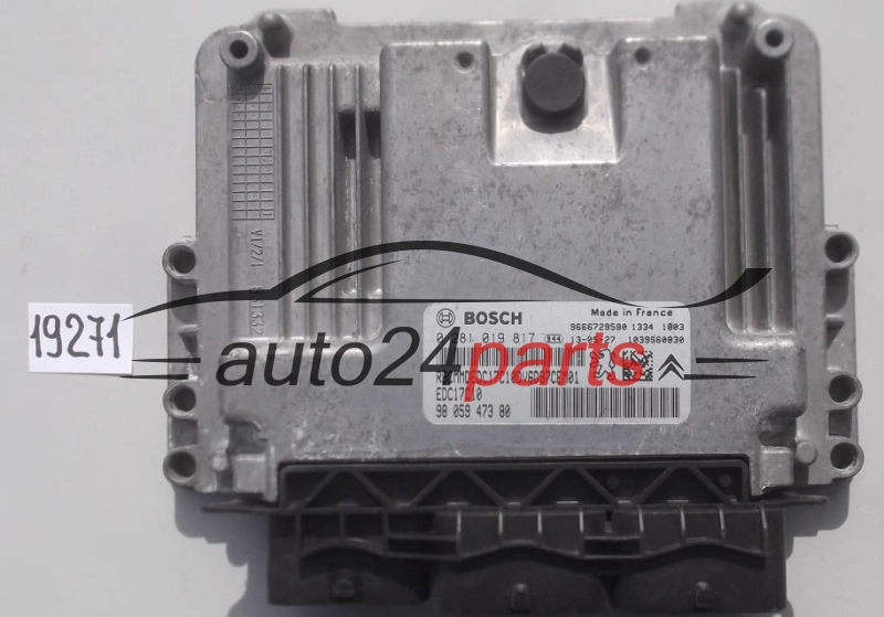 KOMPUTER STEROWNIK SILNIKA CITROEN BERLINGO, PEUGEOT 1.6, BOSCH 0 281 019 817, BOSCH 0281019817, 98 059 473 80, 9805947380, EDC17C10