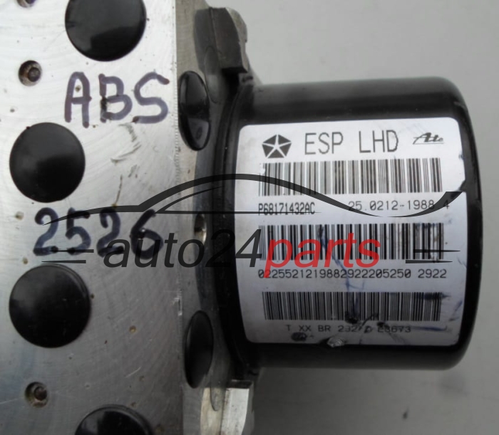 POMPE HYDRAULIQUE ET CALCULATEUR d'ABS CHRYSLER P68171432AC, 25.0212-1988.4, 25021219884, 28.5266-1200.3, 28526612003