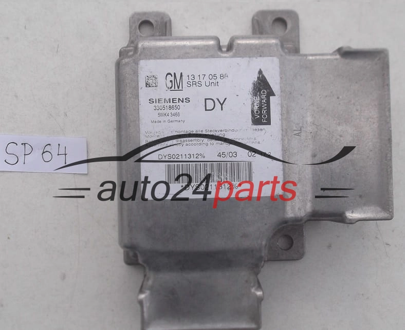 STEROWNIK MODUL PODUSZEK POWIETRZNYCH OPEL VECTRA C SIGNUM GM 13 17 05 88 DY