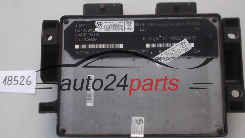 KOMPUTER STEROWNIK SILNIKA PEUGEOT 306 RENAULT R04080022E, D, 9639587680, 9640900080