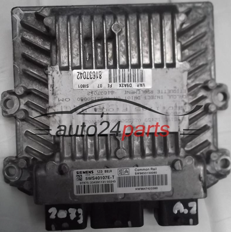 KOMPUTER STEROWNIK SILNIKA PEUGEOT 406 2.0 HDI 5WS40107E-T SW9653150080 HW9647423380 SIEMENS SID801A