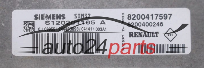 MOTORSTEUERGERÄT ECU STEUERGERÄT  RENAULT CLIO SIEMENS  S120201105A, 8200417597