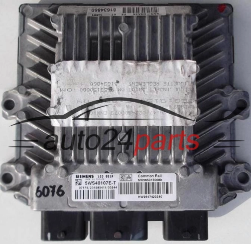 KOMPUTER STEROWNIK SILNIKA PEUGEOT 406 2.0 HDI 5WS40107E-T SW9653150080 HW9647423380 SIEMENS SID801A