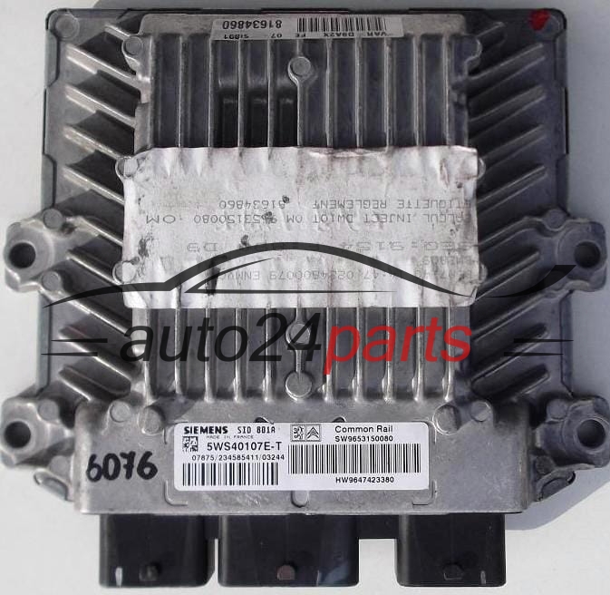 KOMPUTER STEROWNIK SILNIKA PEUGEOT 406 2.0 HDI 5WS40107E-T SW9653150080 HW9647423380 SIEMENS SID801A