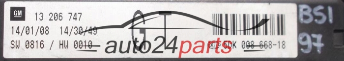 BOITE ELECTRIQUE A RELAIS ET FUSIBLE OPEL GM 13 206 747 GT HELLA 5DK 008 668-18
