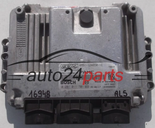 KOMPUTER STEROWNIK SILNIKA FORD 1.6 TDCI BOSCH 0 281 011 701, 0281011701, 4M51-12A650-YE, 4M5112A650YE