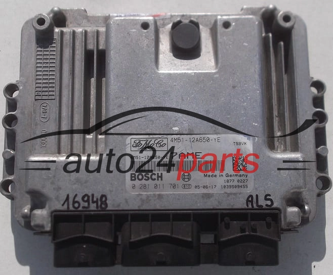 KOMPUTER STEROWNIK SILNIKA FORD 1.6 TDCI BOSCH 0 281 011 701, 0281011701, 4M51-12A650-YE, 4M5112A650YE