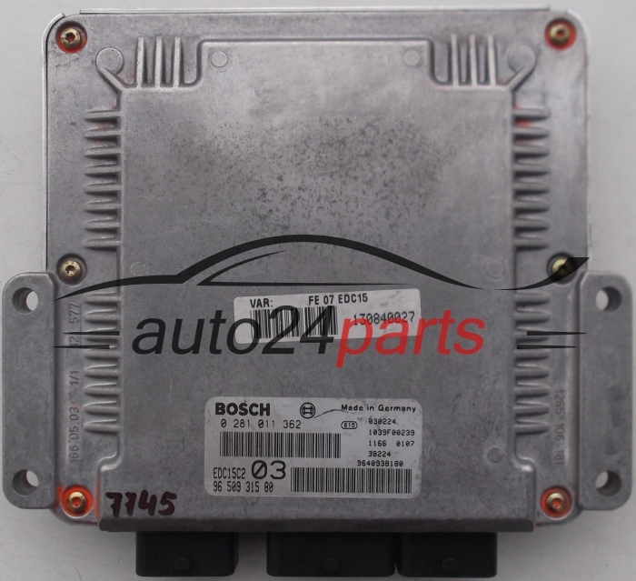 KOMPUTER STEROWNIK SILNIKA PEUGEOT, CITROEN C5 2.2 HDI, BOSCH 0 281 011 362, BOSCH 0281011362, 96 509 315 80, 9650931580 -