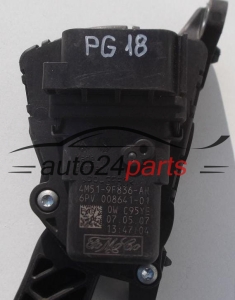 POTENTIOMETRE DE PEDALE DE GAZ D'ACCELERATEUR FORD FOCUS 4M51-9F836-AH, 4M519F836AH, 1347104, 6PV 008641-01, 6PV00864101