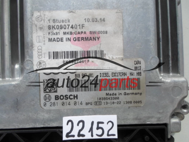 KOMPUTER STEROWNIK SILNIKA AUDI A4 A5 3.0 TDI BOSCH 0 281 014 014, 0281014014, 8K0 907 401 F, 8K0907401F, EDC17CP04 