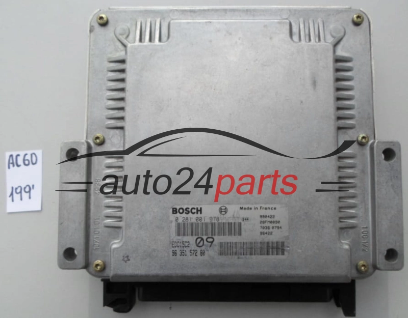 KOMPUTER STEROWNIK SILNIKA PEUGEOT 2.0 HDI BOSCH 0 281 001 978, 0281001978, 96 351 572 80, 9635157280