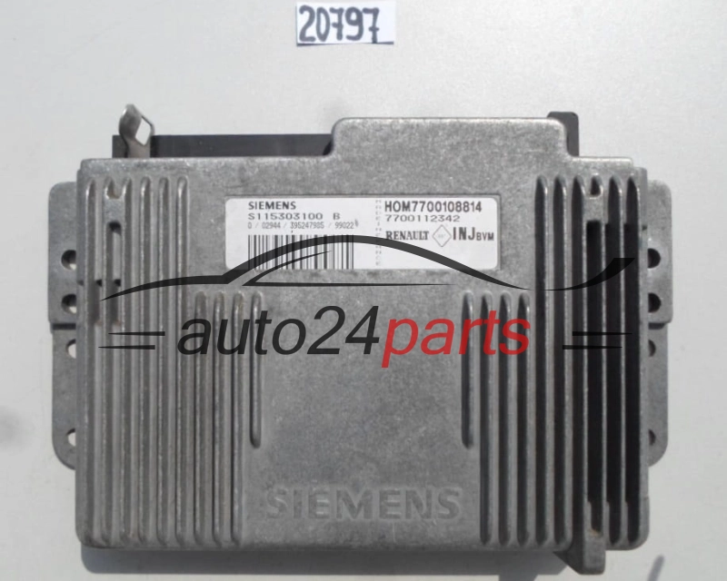 KOMPUTER STEROWNIK SILNIKA RENAULT CLIO 1.4 S115303100B S115303100 115303100 7700112342 HOM7700108814, 7700108814