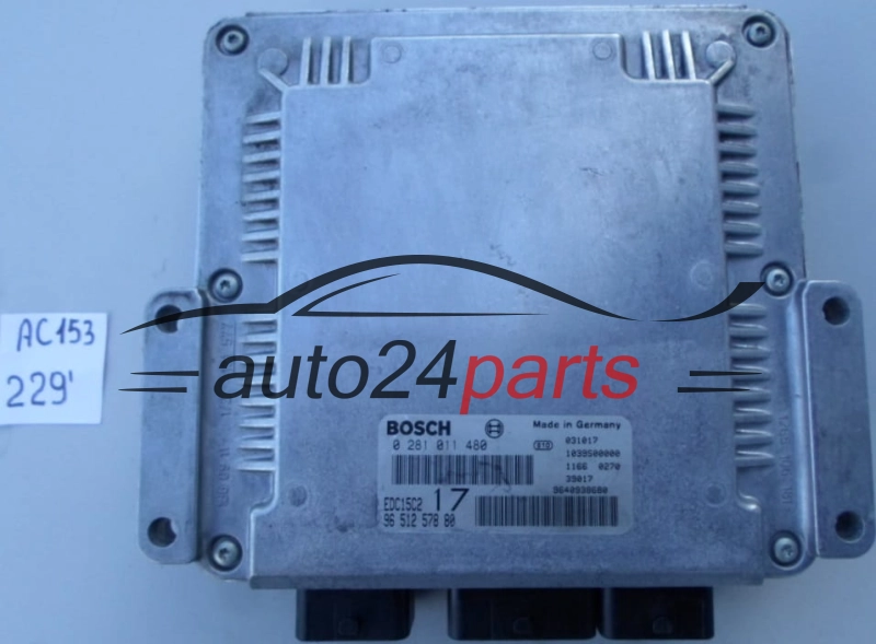 KOMPUTER STEROWNIK SILNIKA CITROEN PEUGEOT 2.0 HDI BOSCH 0 281 011 480, 0281011480, 96 512 578 80, 9651257880 