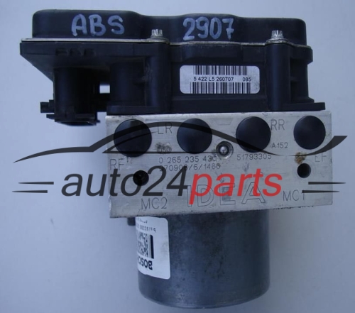POMPE HYDRAULIQUE ET CALCULATEUR d'ABS FIAT IDEA BOSCH 0 265 235 430, 0265235430, 51793305, 0265950511