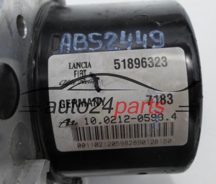 POMPE HYDRAULIQUE ET CALCULATEUR d'ABS ALFA ROMEO FIAT LANCIA 51896323, 10.0212-0593.4, 10021205934, 10.0961-2806.3, 10096128063