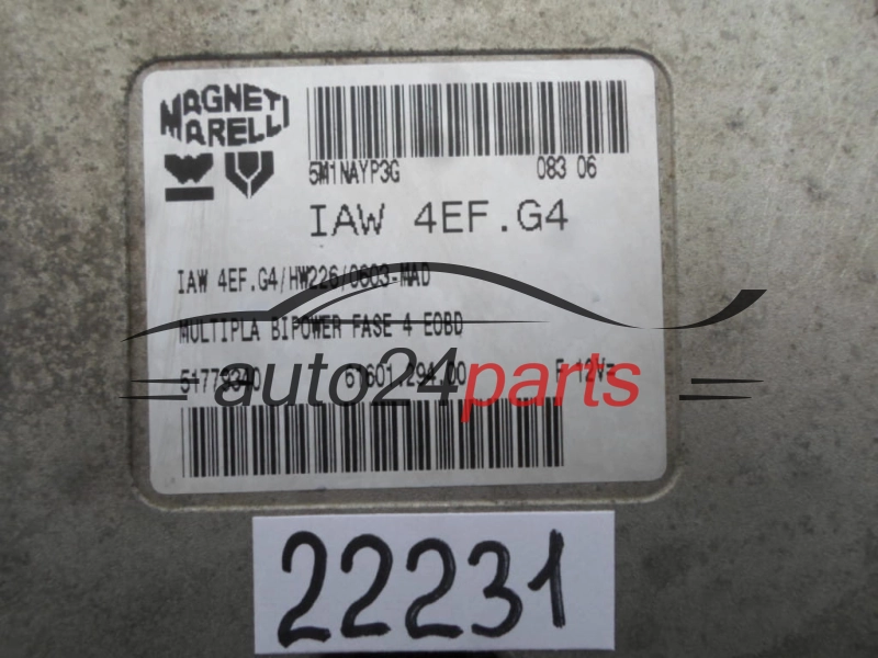 KOMPUTER STEROWNIK SILNIKA FIAT MULTIPLA 1.6 IAW 4EF.G4, IAW4EFG4, 51779340