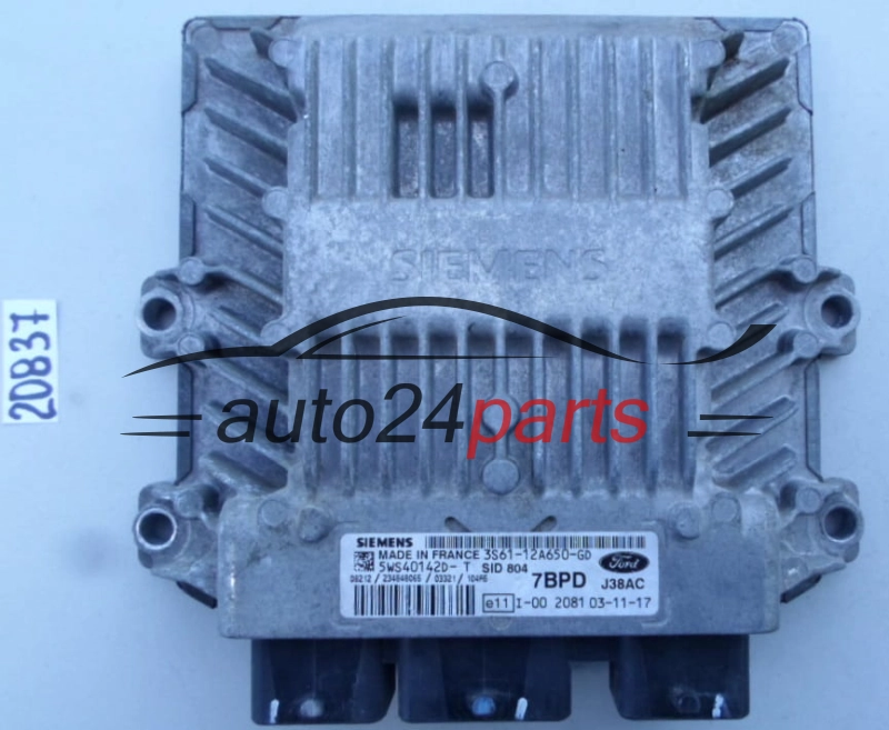 KOMPUTER STEROWNIK SILNIKA FORD 1.4 TDCI 5WS40142D-T, 5WS40142DT, 3S61-12A650-GD, 3S6112A650GD, SID 804