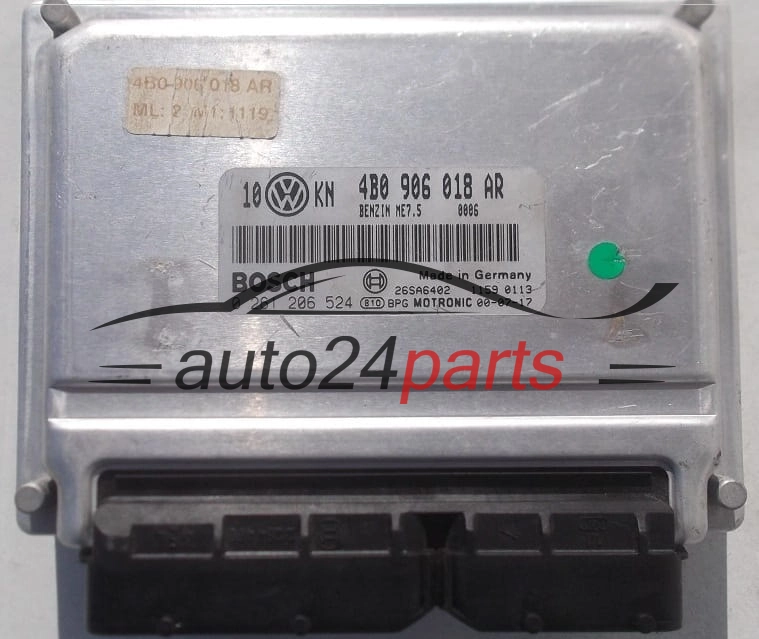 ECU CENTRALITA DE MOTOR AUDI A4 A6 VW PASSAT 1.8 TURBO BOSCH 0 261 206 524, 0261206524, 4B0 906 018 AR, 4B0906018AR, ME7.5