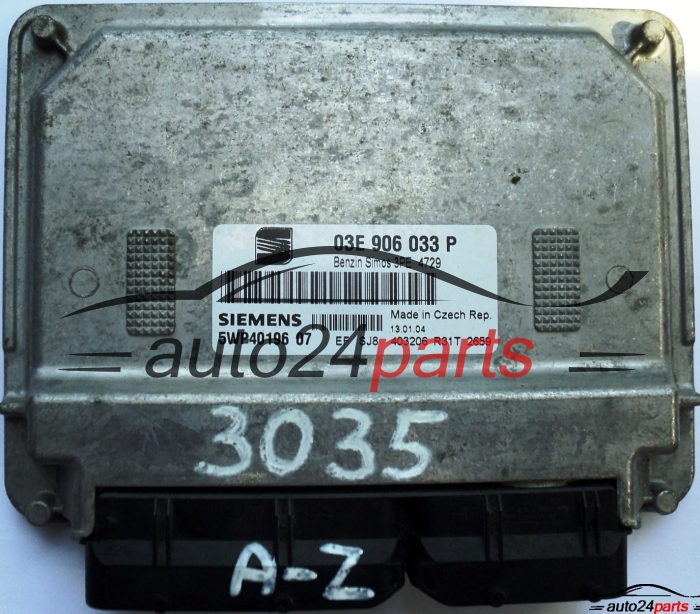 MOTORSTEUERGERÄT ECU STEUERGERÄT SEAT IBIZA CORDOBA 1.2 AZQ 03E 906 033 P, 03E906033P, SIEMENS 5WP40196, BENZIN SIMOS 3PE 4729 