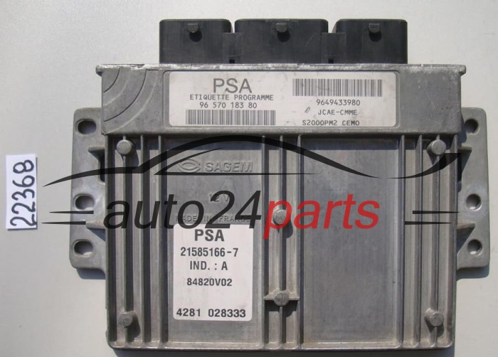 KOMPUTER STEROWNIK SILNIKA CITROEN C2 1.4 Sagem 21585166-7 A, 215851667A, PSA 96 570 183 80, 9657018380, 9649433980
