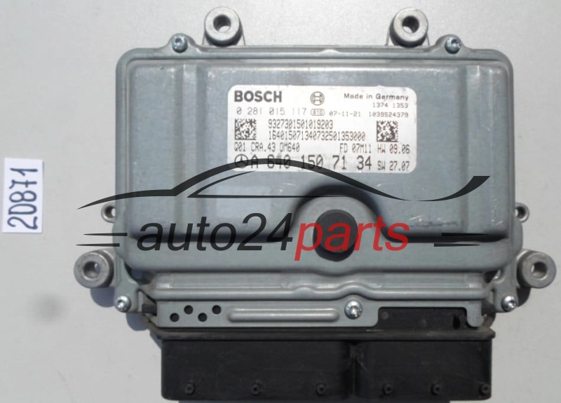 KOMPUTER STEROWNIK SILNIKA MERCEDES A180/B180 2.0 CDI BOSCH 0 281 015 117, 0281015117, A 640 150 71 34, A6401507134, 6401507134