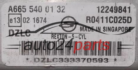 KOMPUTER STEROWNIK SILNIKA SSANGYONG REXTON R0411C025D, 12249841 DZLC, 12249841DZLC, A665 540 01 32, A6655400132