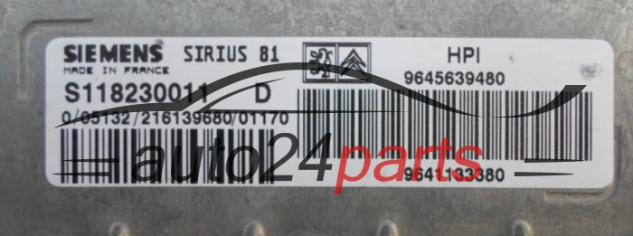 ECU CENTRALITA DE MOTOR  CITROEN PEUGEOT SIEMENS S118230011 D,  9645639480