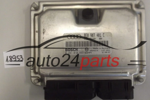 KOMPUTER STEROWNIK SILNIKA AUDI A4 1.9 TDI BOSCH 0 281 010 493, 0281010493, 8E0 907 401 C, 8E0907401C 